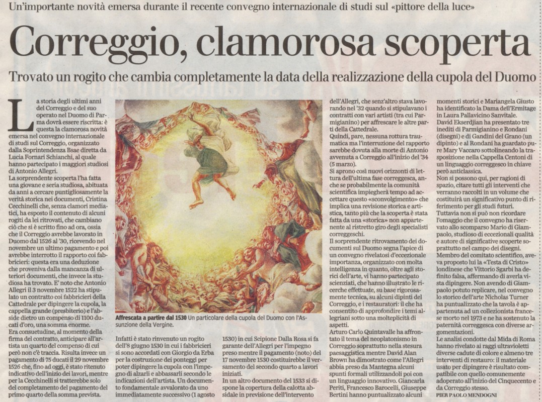 Correggio clamorosa scoperta